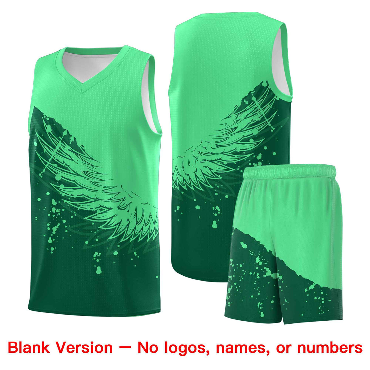 Custom Kelly Green Green Wing Pattern Sports Uniform Basketball Jersey| KXKSHOP