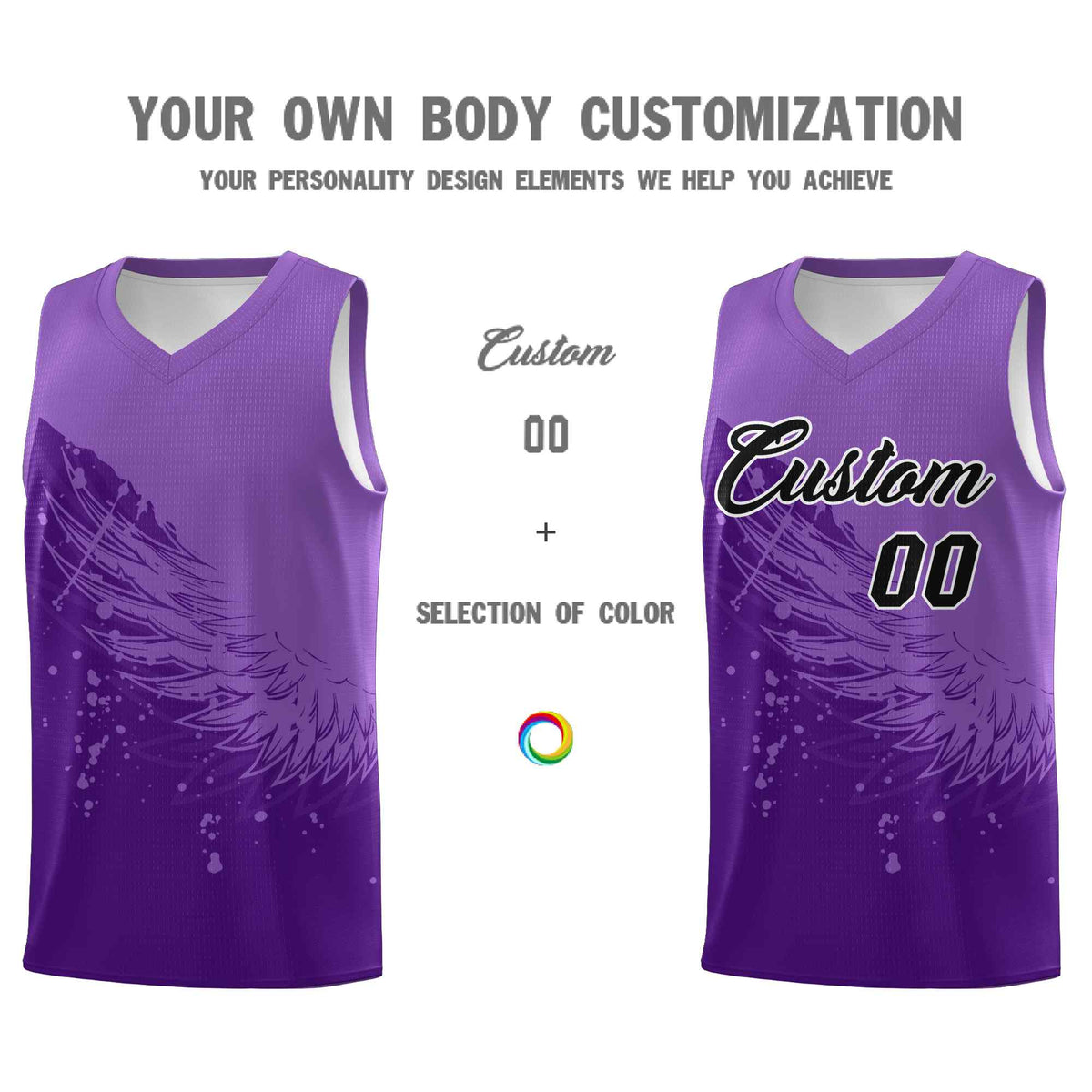 Custom Purple Light Purple Wing Pattern Sports Uniform Basketball Jersey| KXKSHOP