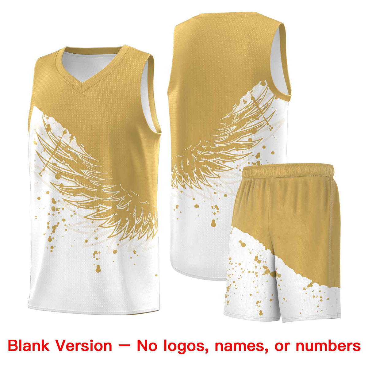 Custom White Old Gold Wing Pattern Sports Uniform Basketball Jersey| KXKSHOP