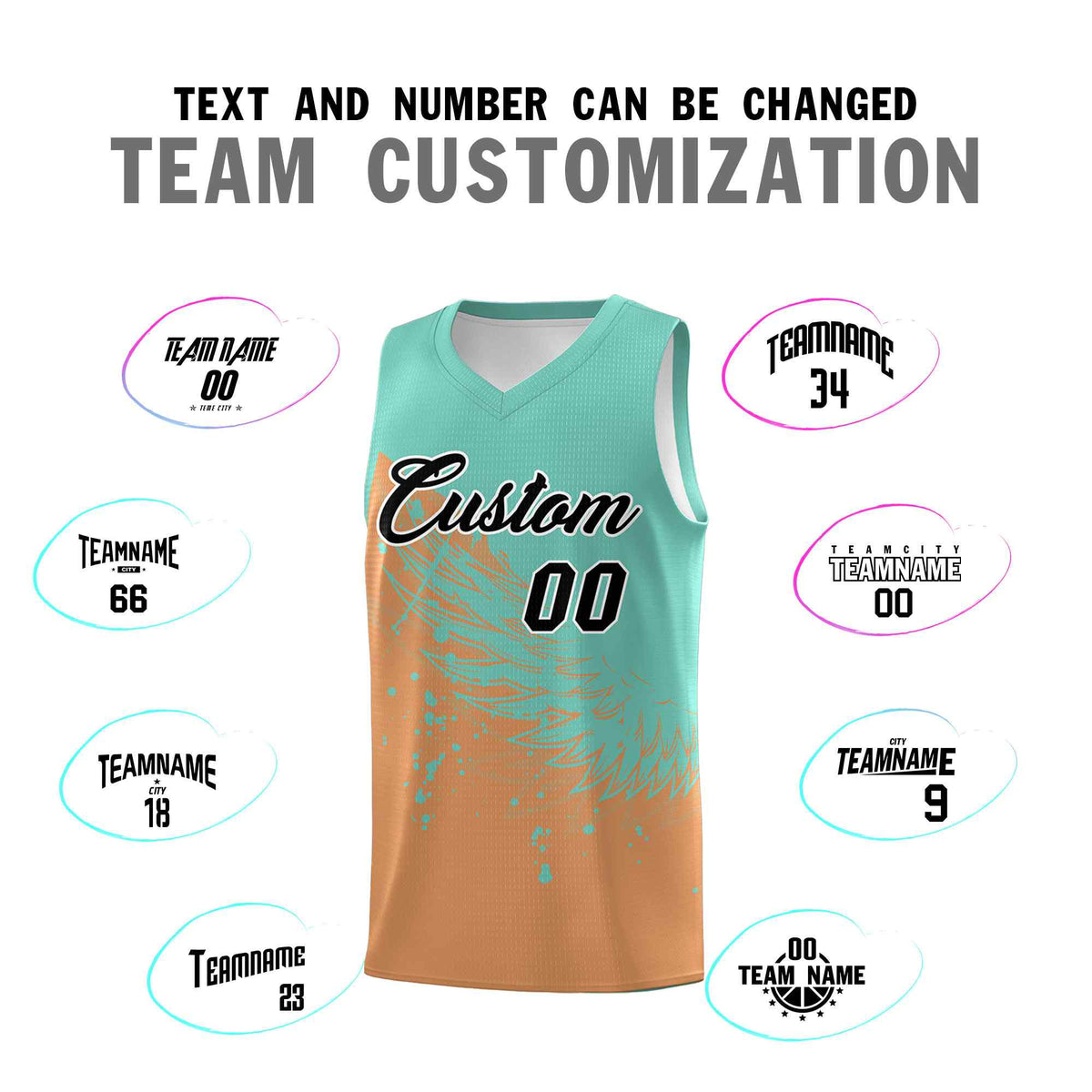 Custom Buckskin Brown Bright Green Wing Pattern Sports Uniform Basketball Jersey| KXKSHOP