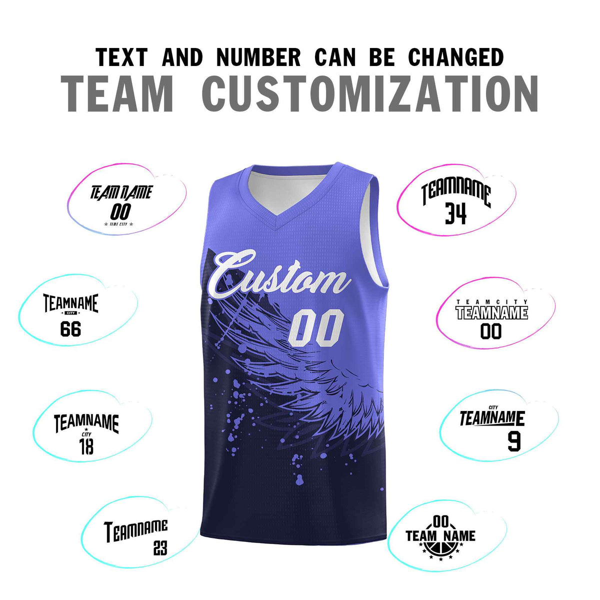 Custom Navy Purple Wing Pattern Sports Uniform Basketball Jersey| KXKSHOP