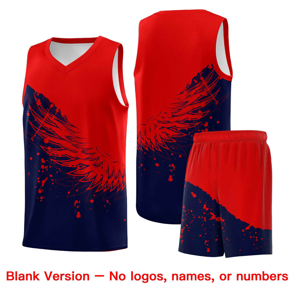 Custom Navy Red Wing Pattern Sports Uniform Basketball Jersey