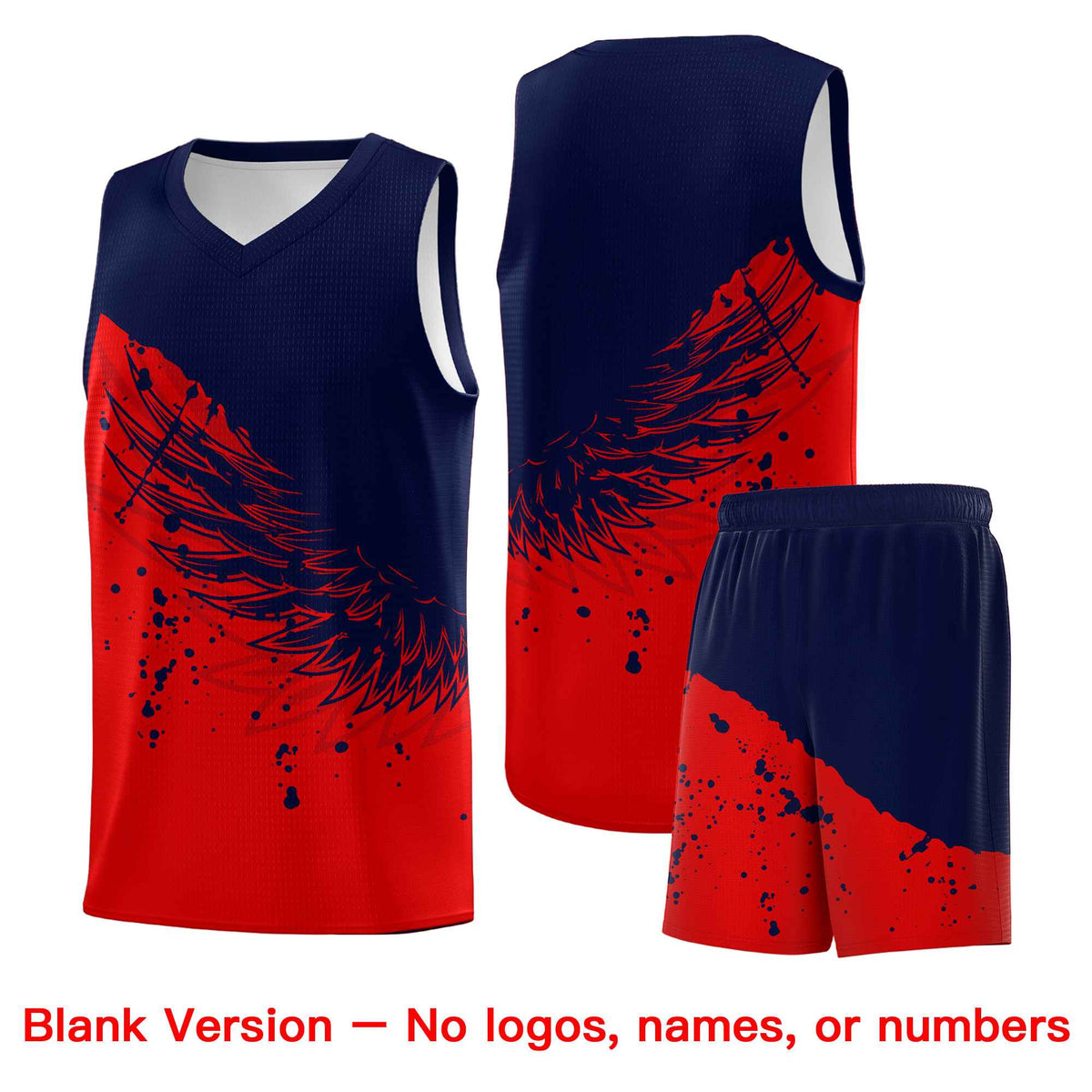 Custom Red Navy Wing Pattern Sports Uniform Basketball Jersey