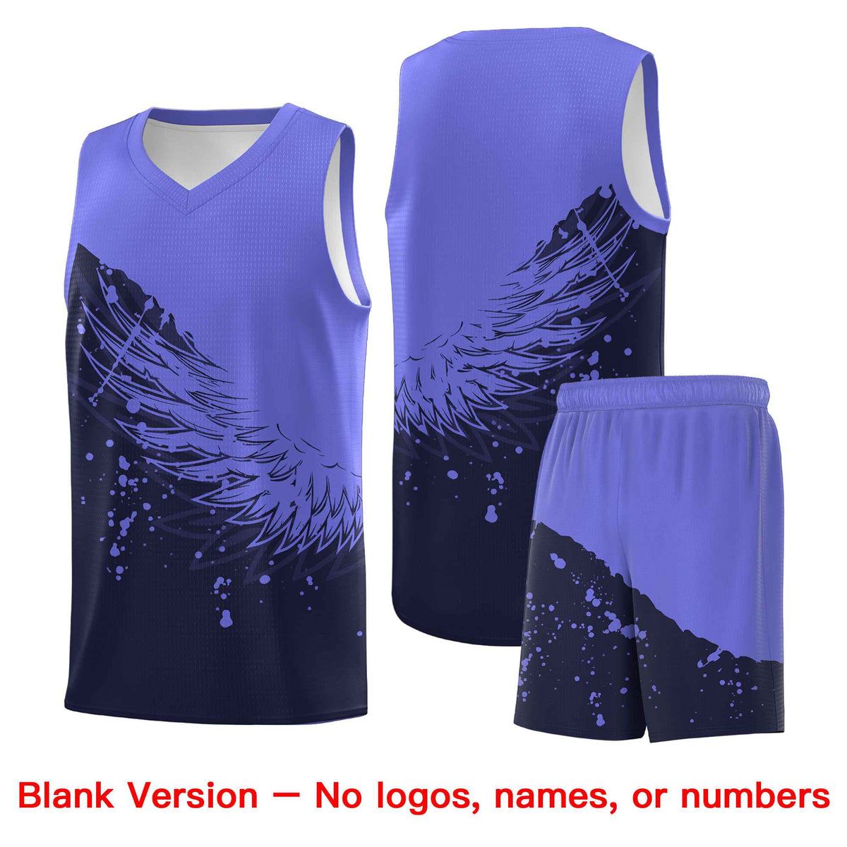 Custom Navy Purple Wing Pattern Sports Uniform Basketball Jersey