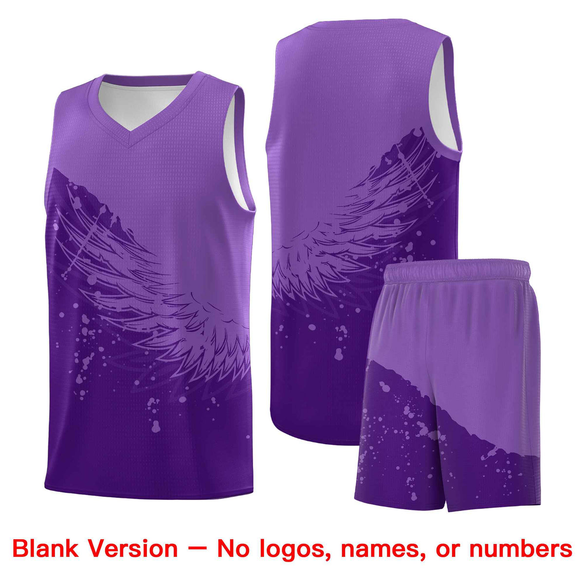 Custom Purple Light Purple Wing Pattern Sports Uniform Basketball Jersey