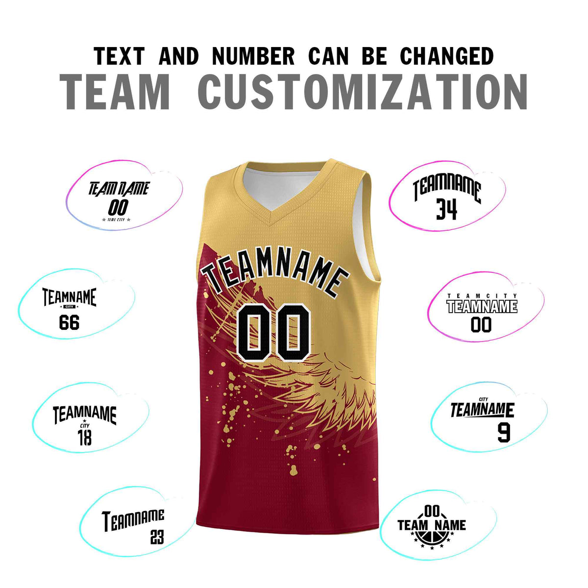 Custom Crimson Old Gold Wing Pattern Sports Uniform Basketball Jersey