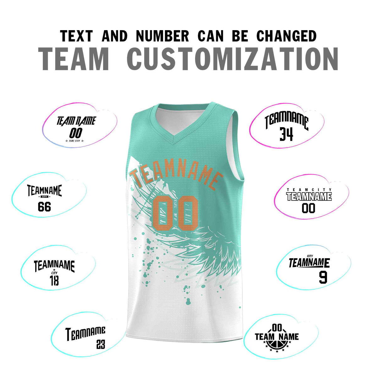 Custom White Bright Green Wing Pattern Sports Uniform Basketball Jersey