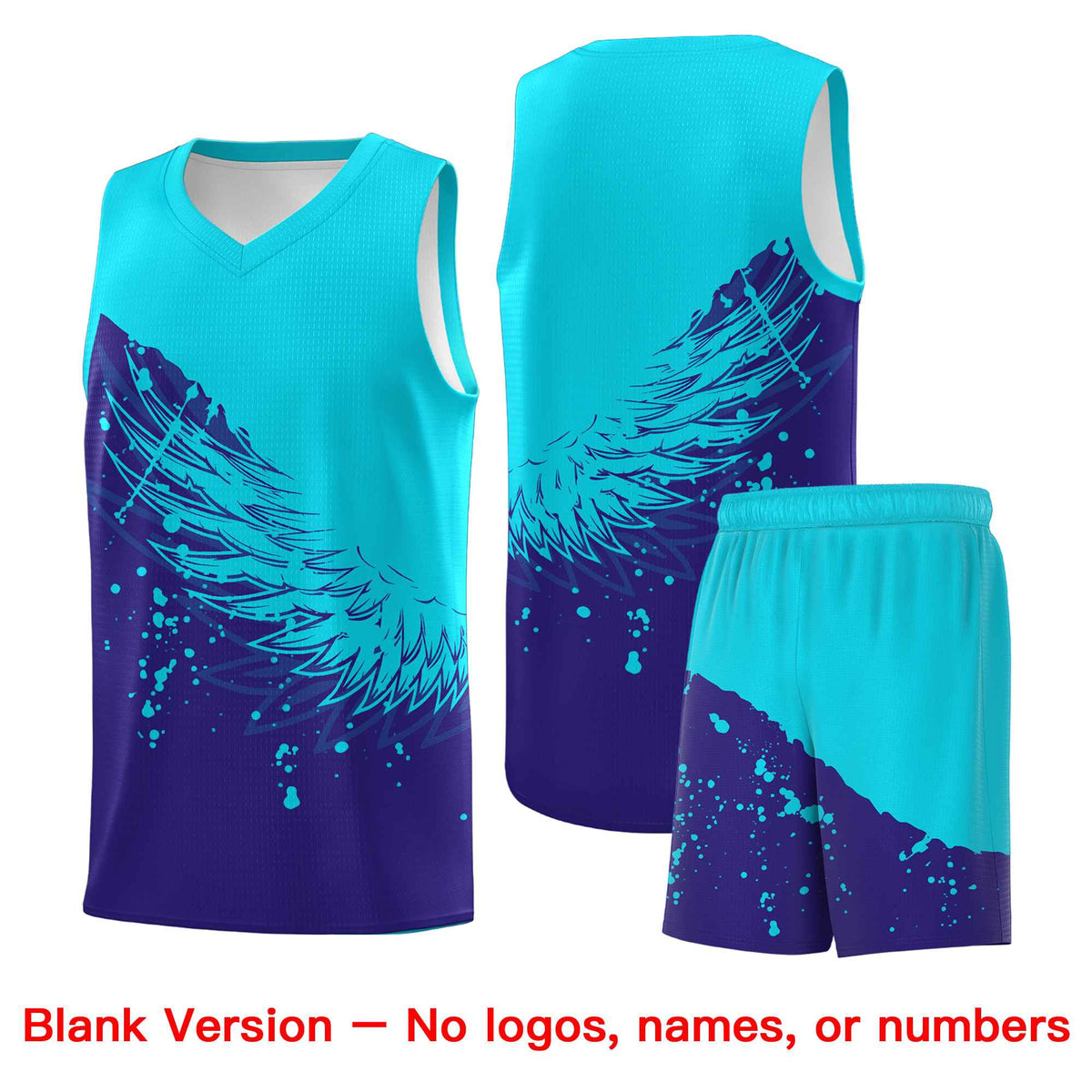 Custom Royal Sky Blue Wing Pattern Sports Uniform Basketball Jersey