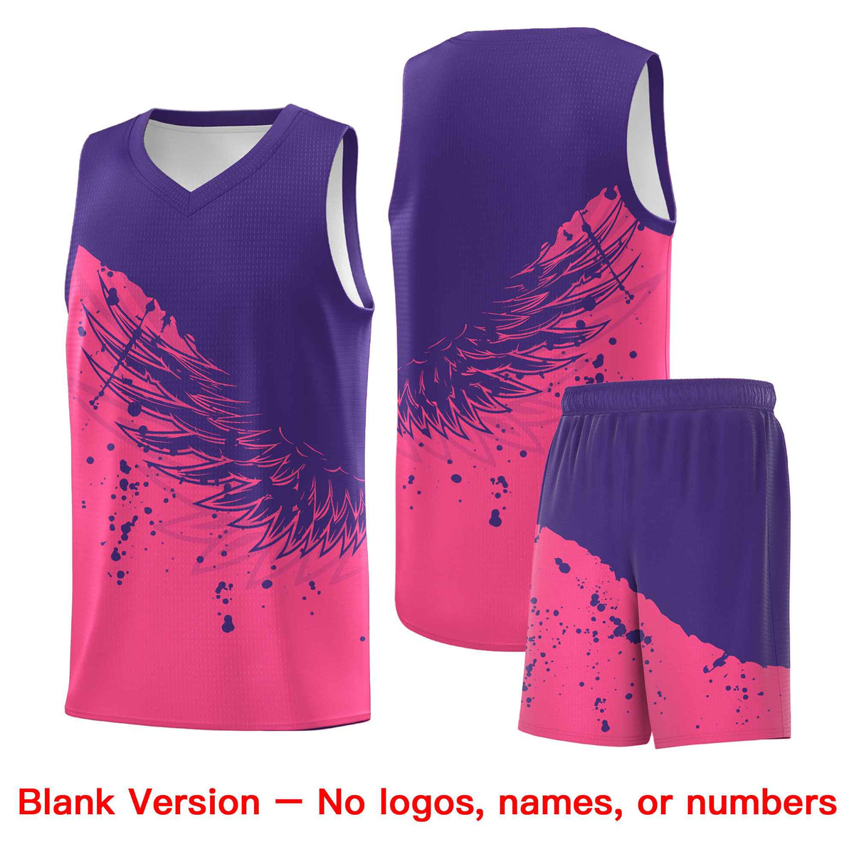 Custom Pink Purple Wing Pattern Sports Uniform Basketball Jersey