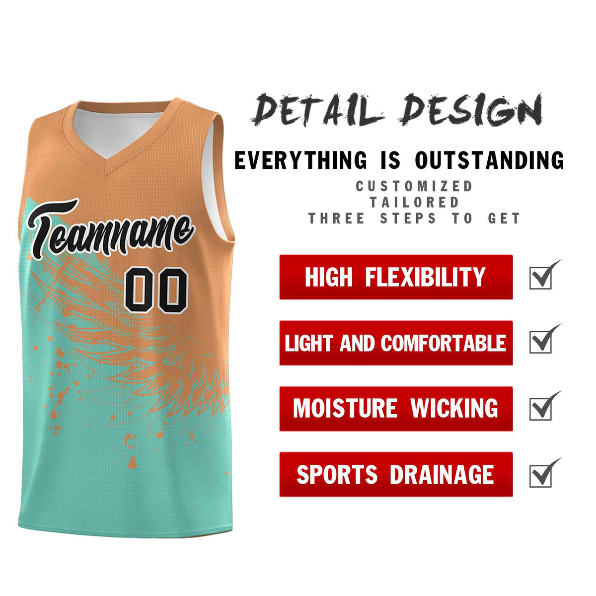 Custom Bright Green Buckskin Brown Wing Pattern Sports Uniform Basketball Jersey
