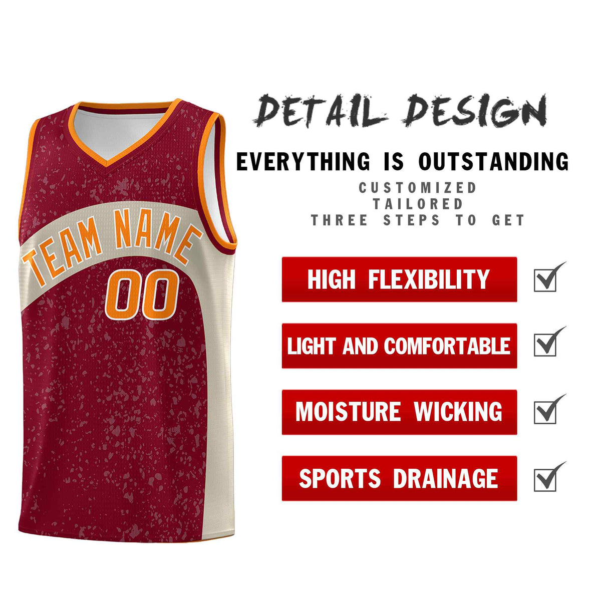 Custom Maroon Brazilian Sand Dot Graffiti Pattern Irregular Team Names Sports Uniform Basketball Jersey