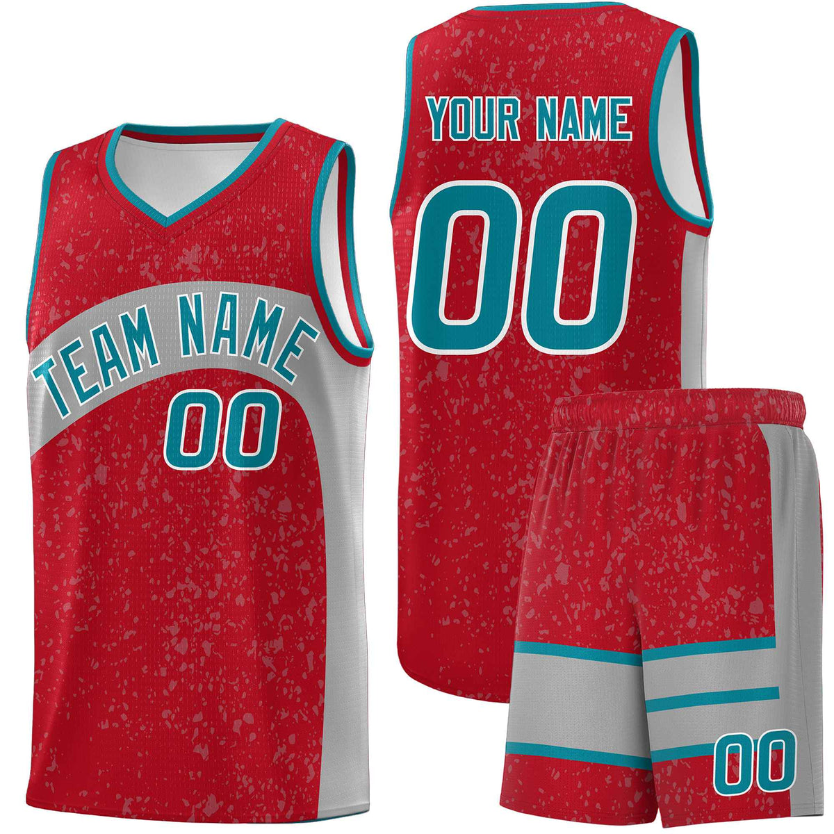 Custom Red Light Gray Dot Graffiti Pattern Irregular Team Names Sports Uniform Basketball Jersey| KXKSHOP