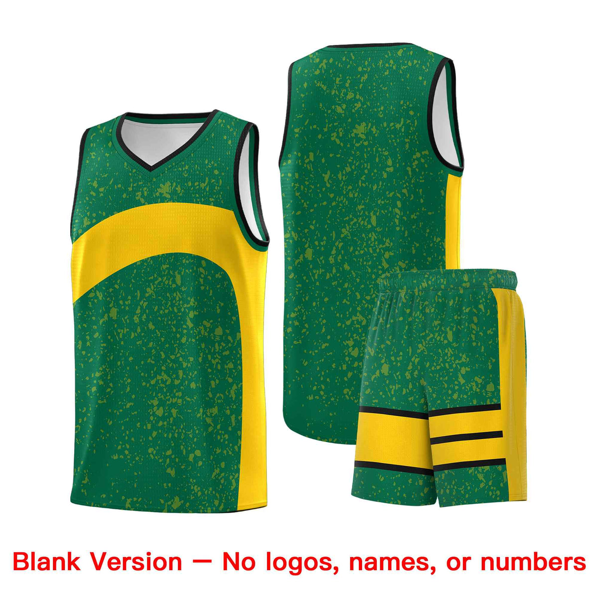 Custom Kelly Green Gold Dot Graffiti Pattern Irregular Team Names Sports Uniform Basketball Jersey