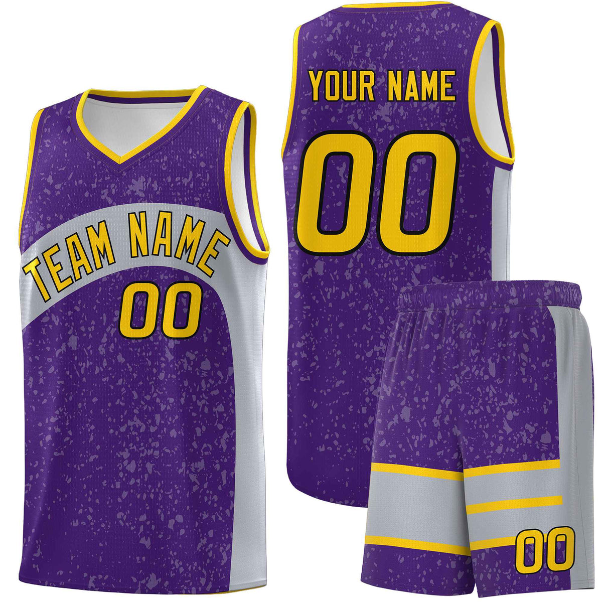 Custom Purple Light Gray Dot Graffiti Pattern Irregular Team Names Sports Uniform Basketball Jersey| KXKSHOP