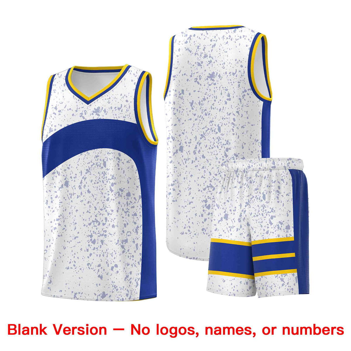 Custom White Royal Dot Graffiti Pattern Irregular Team Names Sports Uniform Basketball Jersey