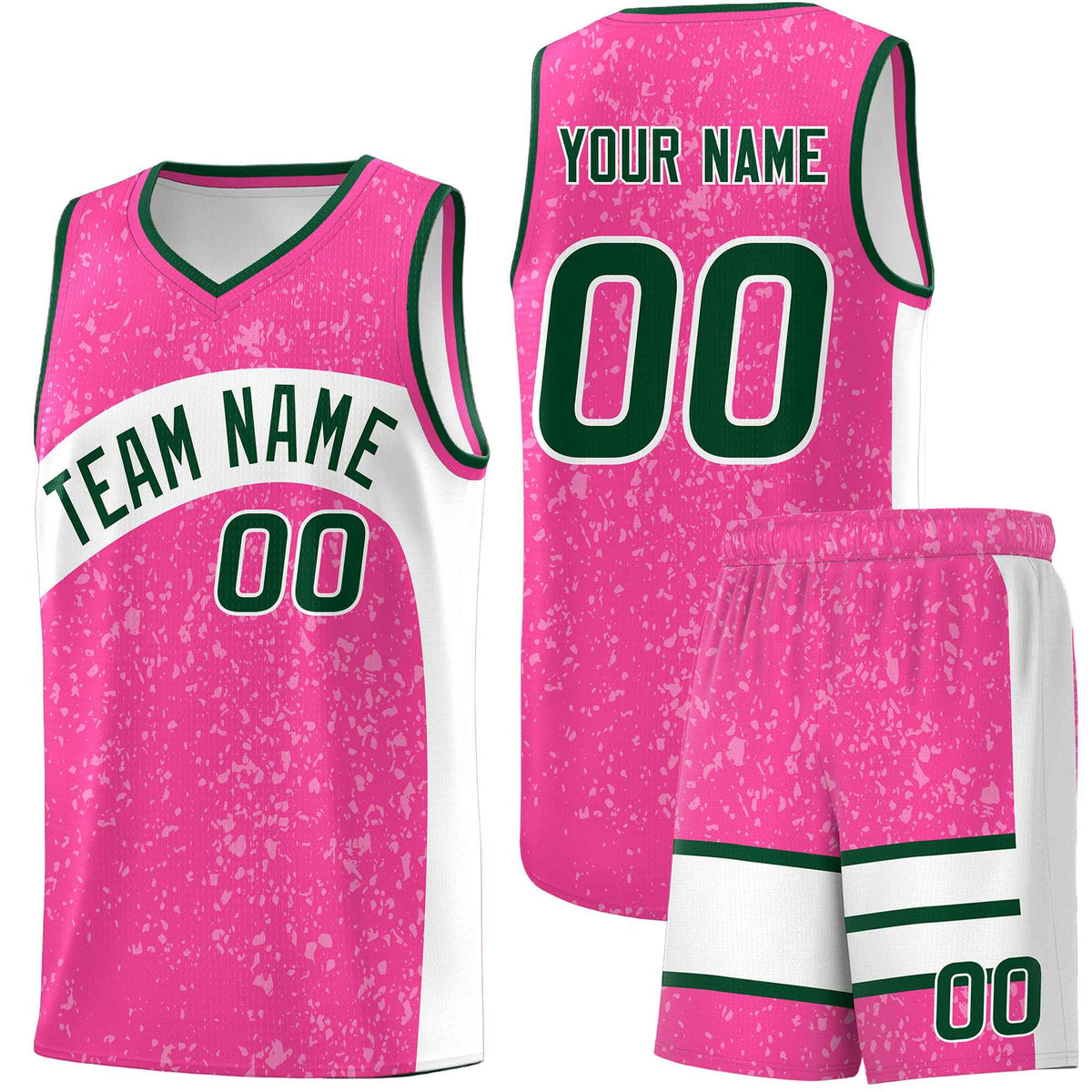 Custom Pink White Dot Graffiti Pattern Irregular Team Names Sports Uniform Basketball Jersey| KXKSHOP