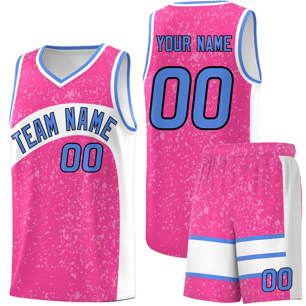 Custom Pink White Dot Graffiti Pattern Irregular Team Names Sports Uniform Basketball Jersey| KXKSHOP