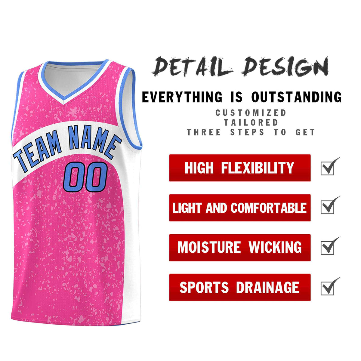 Custom Pink White Dot Graffiti Pattern Irregular Team Names Sports Uniform Basketball Jersey