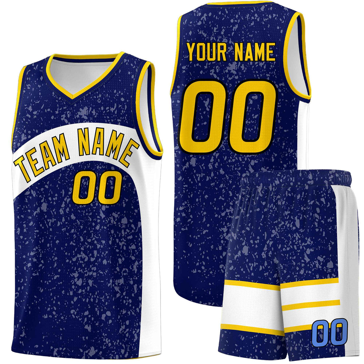 Custom Navy White Dot Graffiti Pattern Irregular Team Names Sports Uniform Basketball Jersey| KXKSHOP