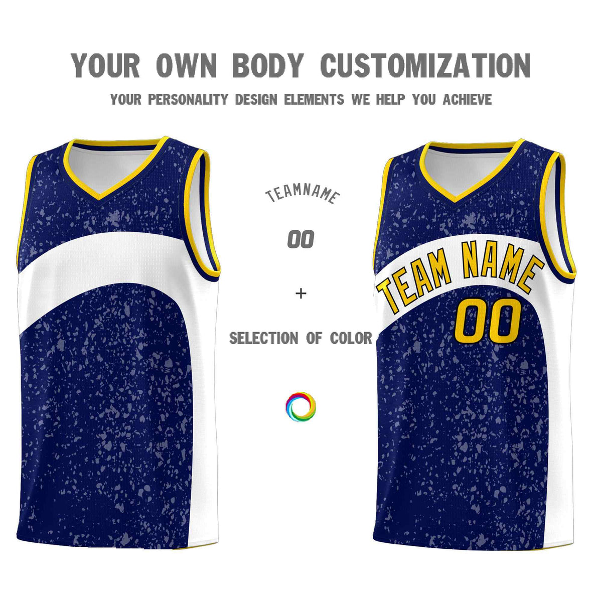 Custom Navy White Dot Graffiti Pattern Irregular Team Names Sports Uniform Basketball Jersey