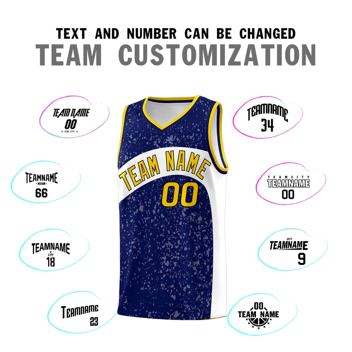 Custom Navy White Dot Graffiti Pattern Irregular Team Names Sports Uniform Basketball Jersey