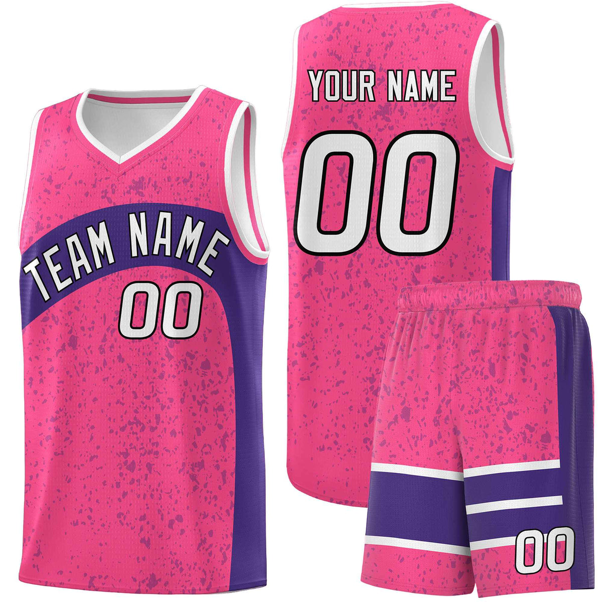 Custom Pink Purple Dot Graffiti Pattern Irregular Team Names Sports Uniform Basketball Jersey| KXKSHOP