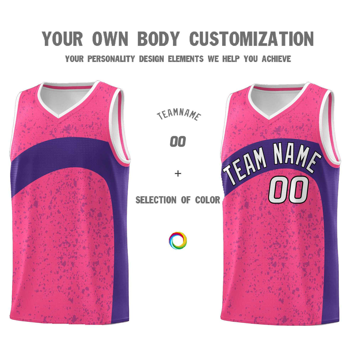 Custom Pink Purple Dot Graffiti Pattern Irregular Team Names Sports Uniform Basketball Jersey