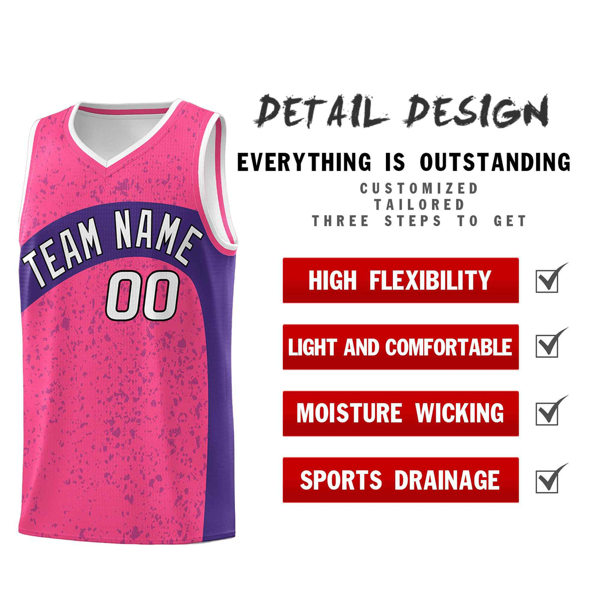 Custom Pink Purple Dot Graffiti Pattern Irregular Team Names Sports Uniform Basketball Jersey