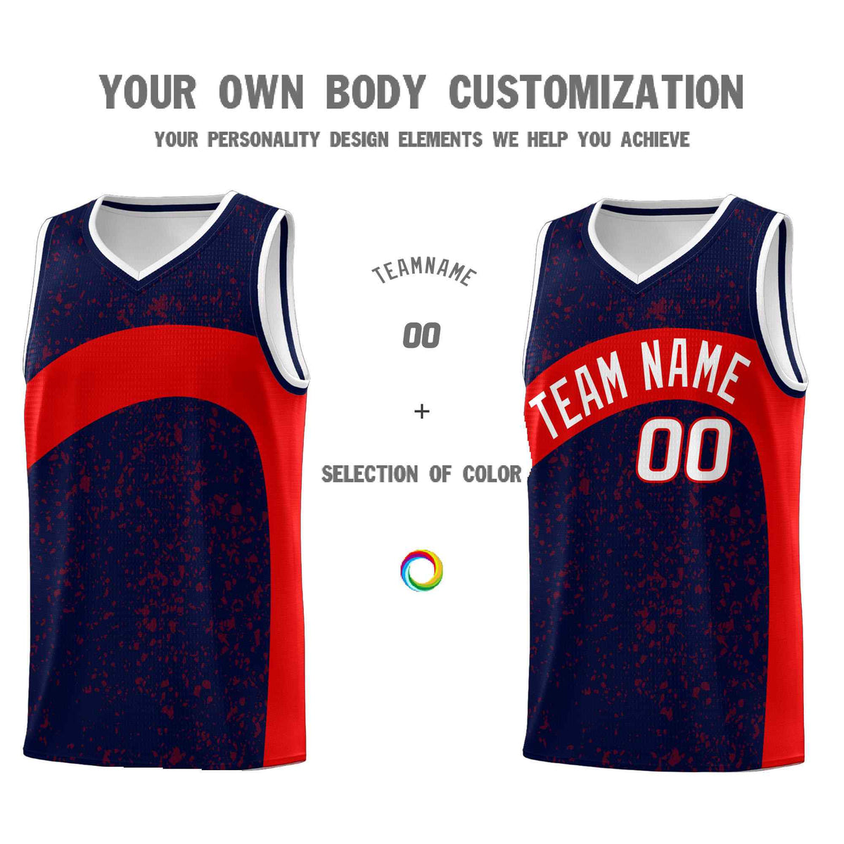 Custom Navy Red Dot Graffiti Pattern Irregular Team Names Sports Uniform Basketball Jersey