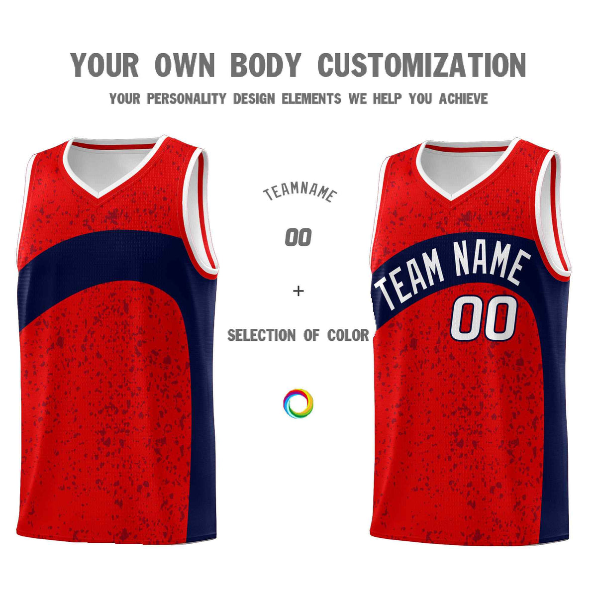 Custom Red Navy Dot Graffiti Pattern Irregular Team Names Sports Uniform Basketball Jersey