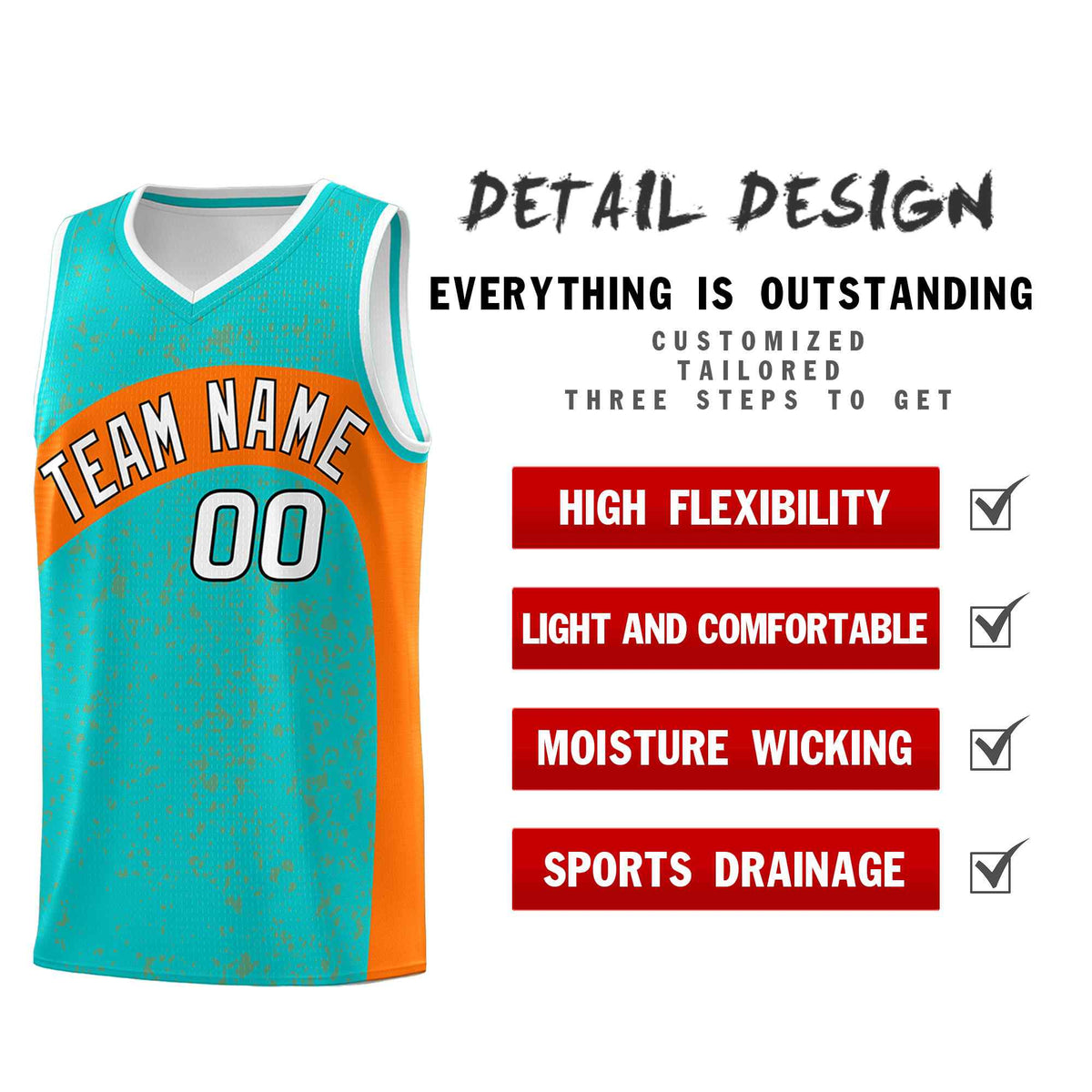 Custom Aqua Orange Dot Graffiti Pattern Irregular Team Names Sports Uniform Basketball Jersey
