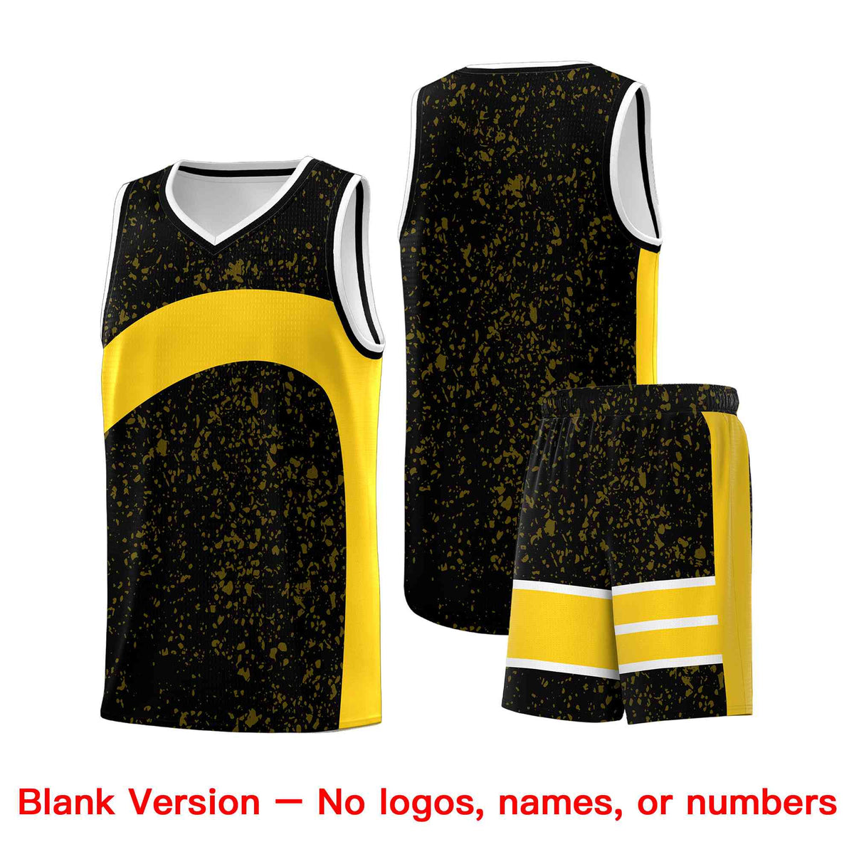 Custom Black Gold Dot Graffiti Pattern Irregular Team Names Sports Uniform Basketball Jersey