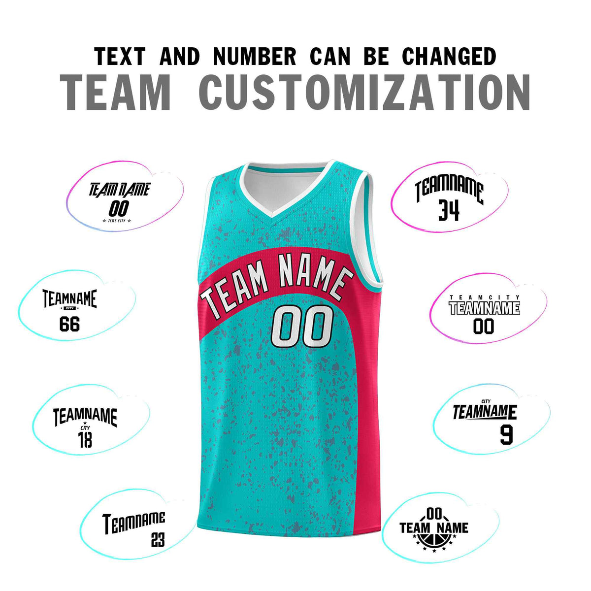 Custom Aqua Red Dot Graffiti Pattern Irregular Team Names Sports Uniform Basketball Jersey