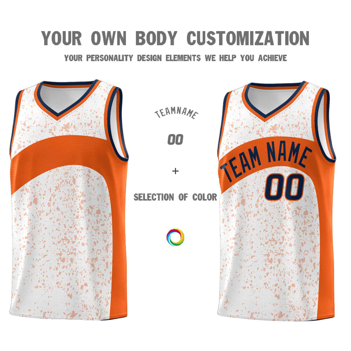 Custom White Orange Dot Graffiti Pattern Irregular Team Names Sports Uniform Basketball Jersey