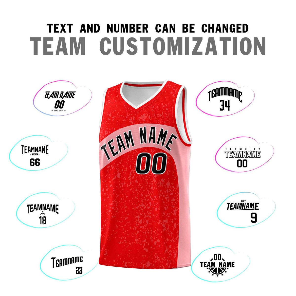 Custom Light Red Light Pink Dot Graffiti Pattern Irregular Team Names Sports Uniform Basketball Jersey
