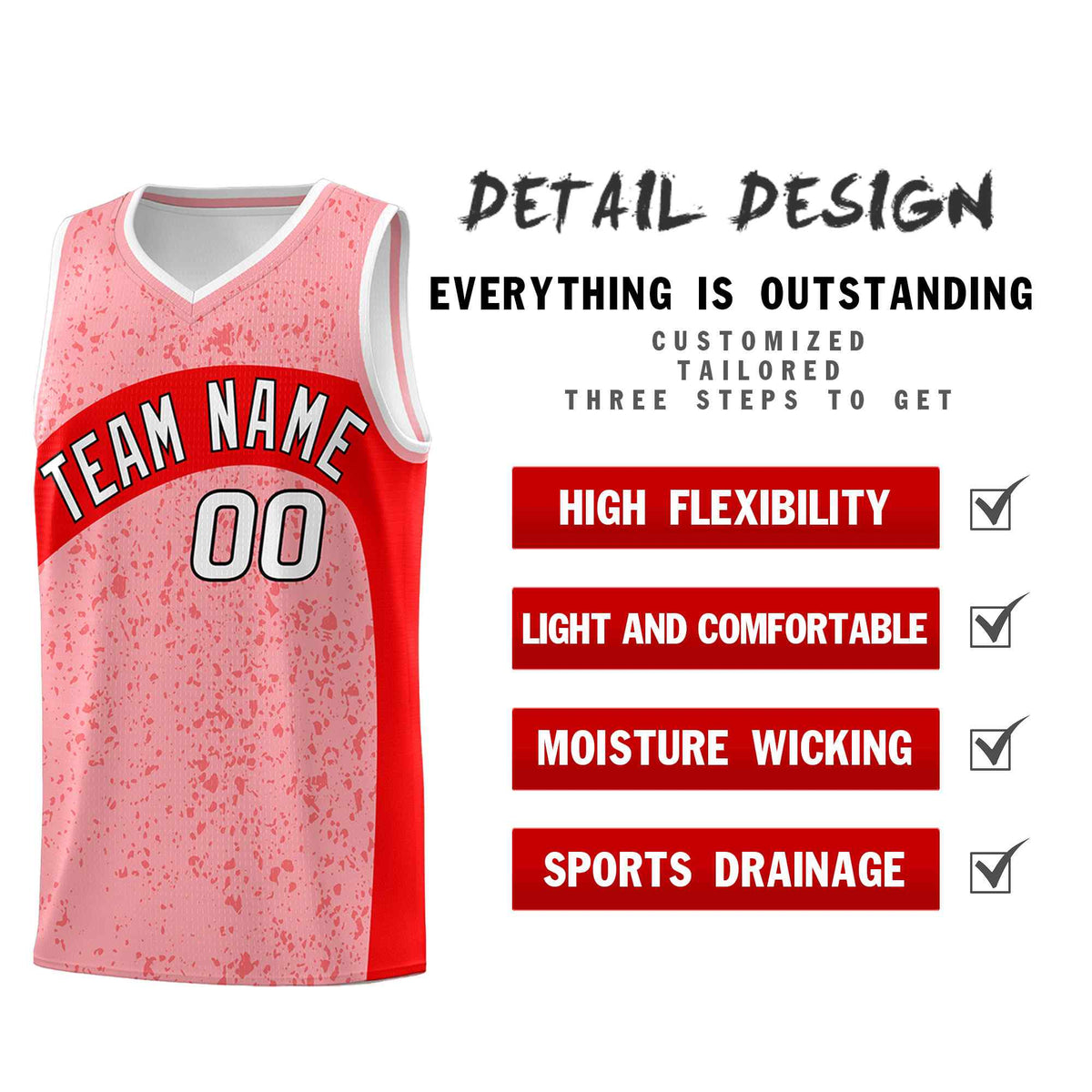 Custom Light Pink Light Red Dot Graffiti Pattern Irregular Team Names Sports Uniform Basketball Jersey