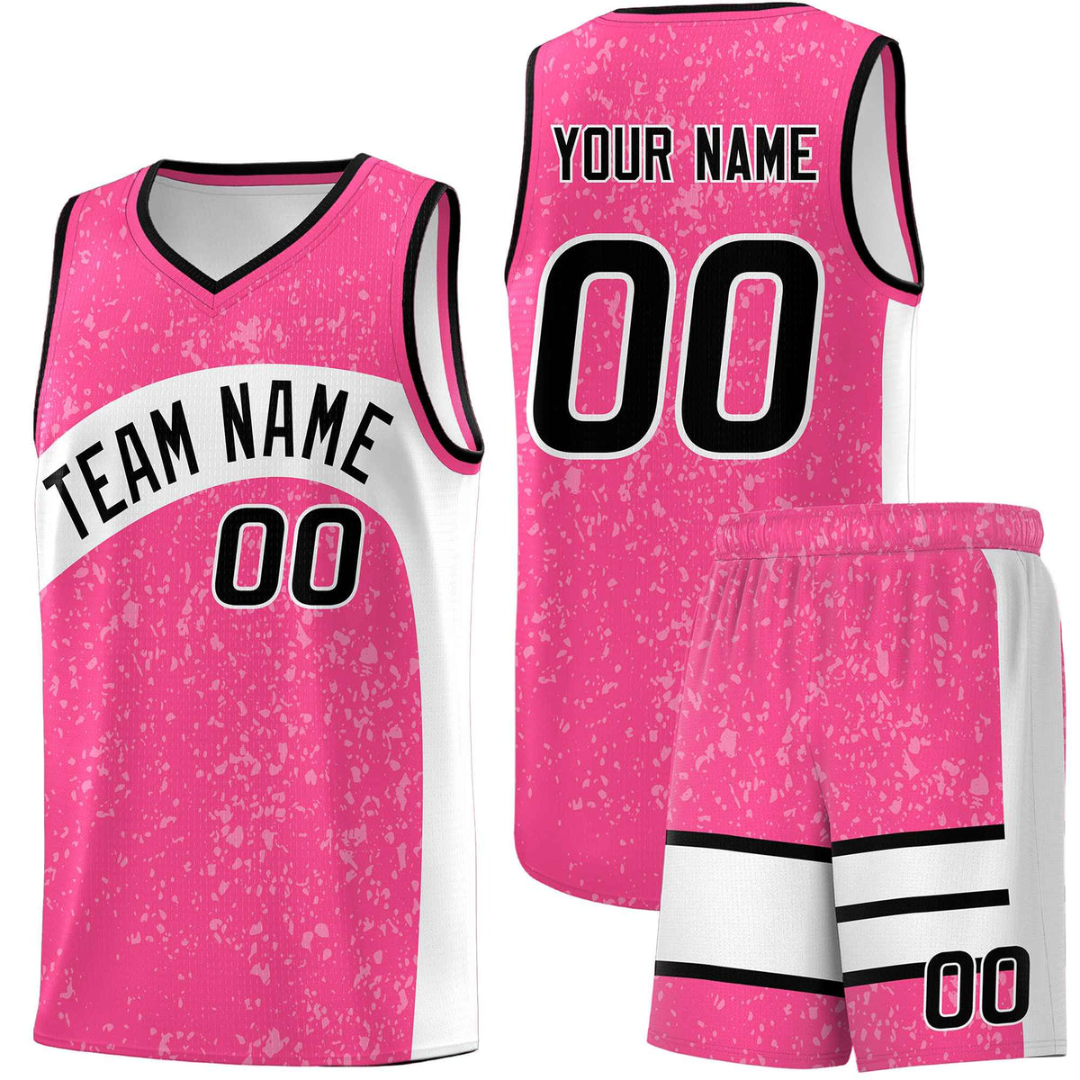 Custom Pink White Dot Graffiti Pattern Irregular Team Names Sports Uniform Basketball Jersey| KXKSHOP