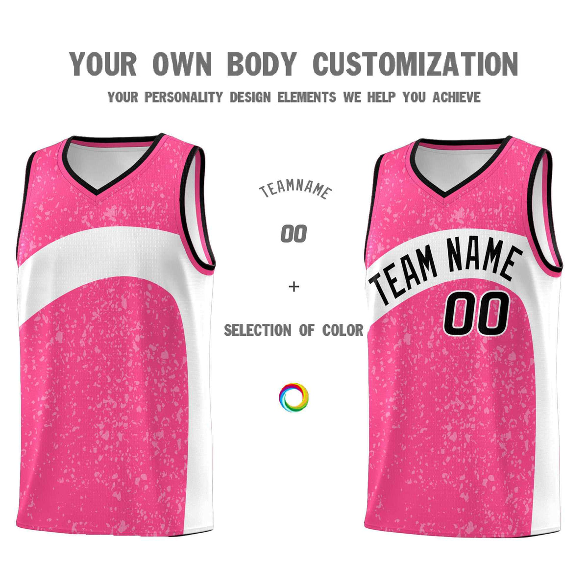 Custom Pink White Dot Graffiti Pattern Irregular Team Names Sports Uniform Basketball Jersey