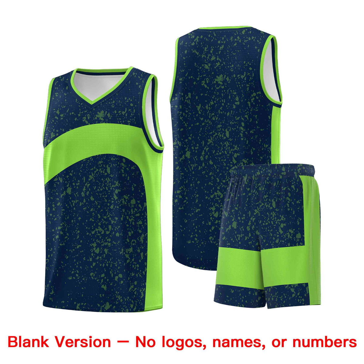 Custom Navy Fluorescent Green Dot Graffiti Pattern Irregular Team Names Sports Uniform Basketball Jersey
