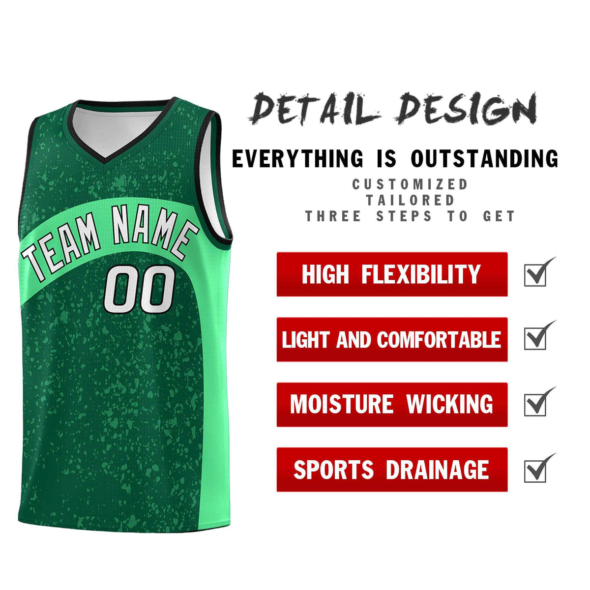 Custom Kelly Green Green Dot Graffiti Pattern Irregular Team Names Sports Uniform Basketball Jersey