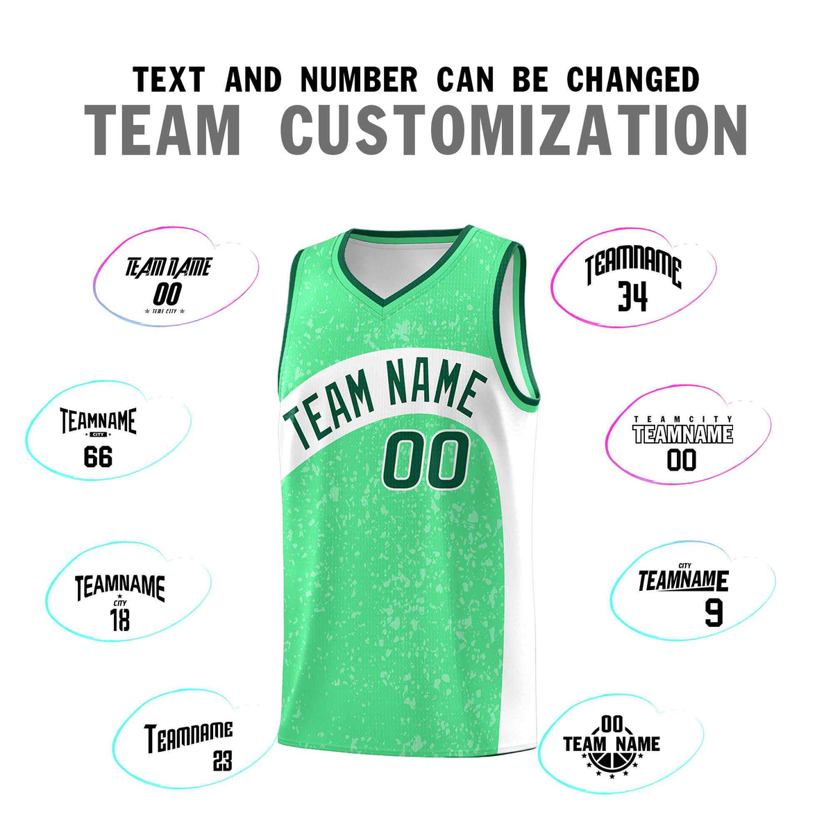 Custom Green Kelly Green Dot Graffiti Pattern Irregular Team Names Sports Uniform Basketball Jersey