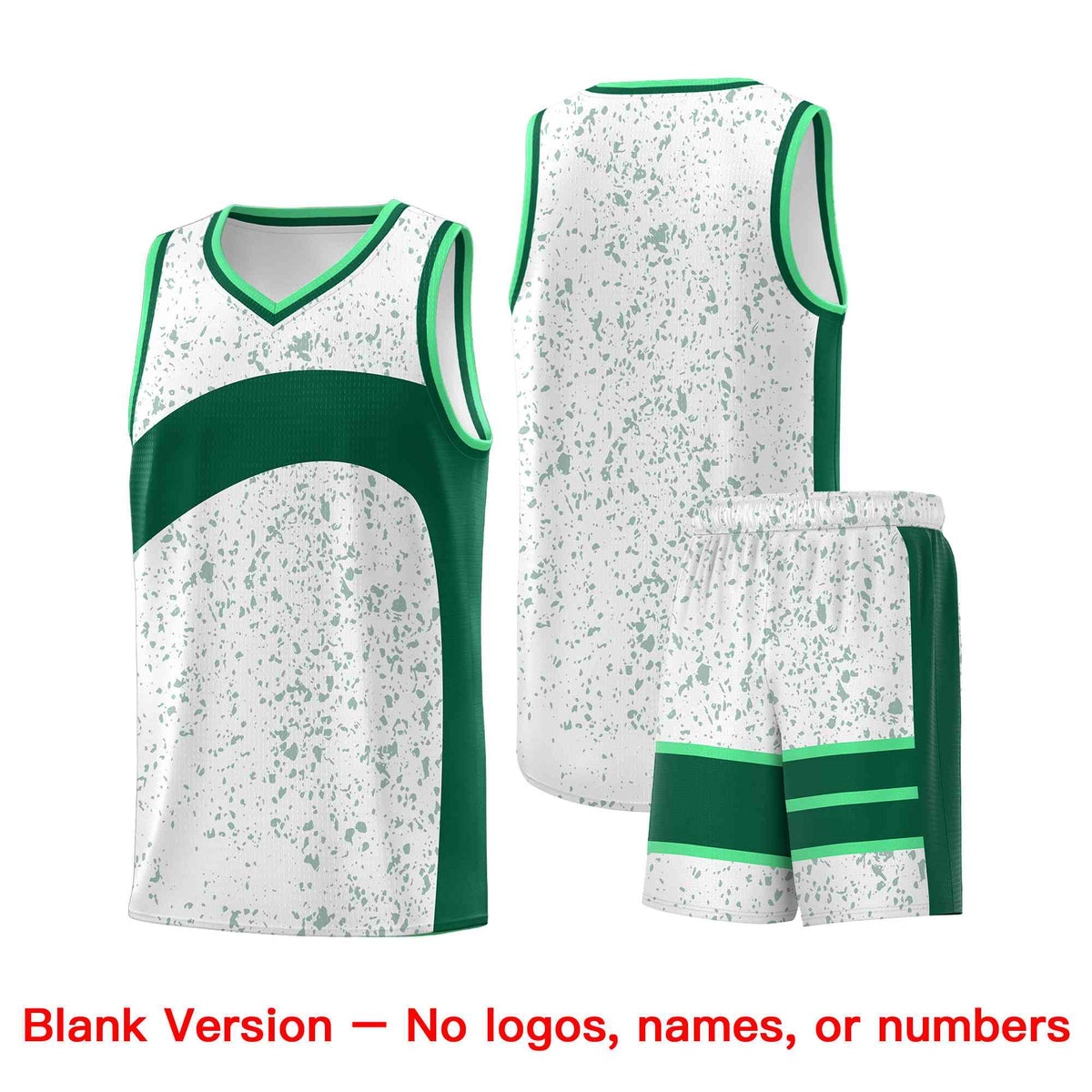 Custom White Kelly Green Dot Graffiti Pattern Irregular Team Names Sports Uniform Basketball Jersey