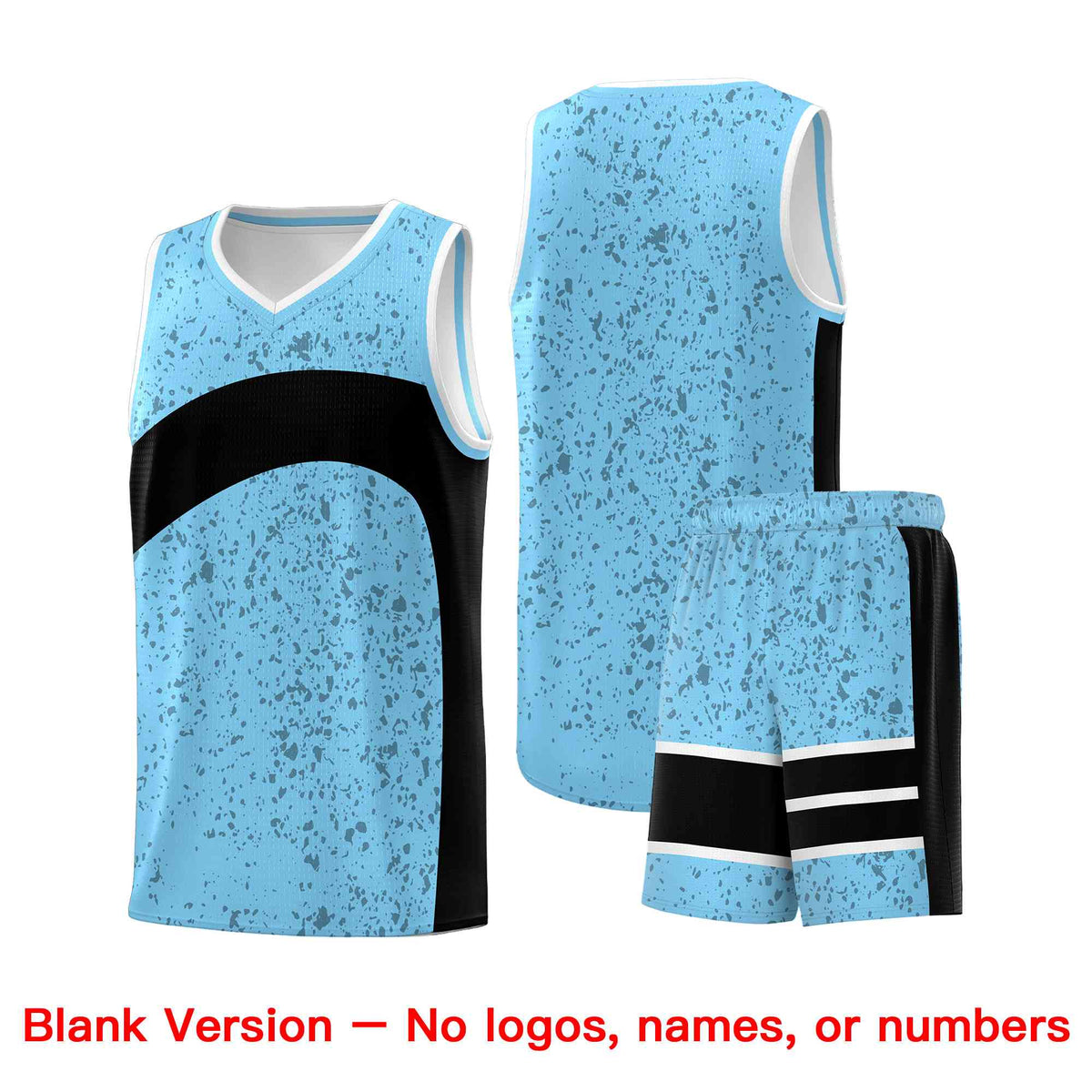Custom Light Blue Black Dot Graffiti Pattern Irregular Team Names Sports Uniform Basketball Jersey