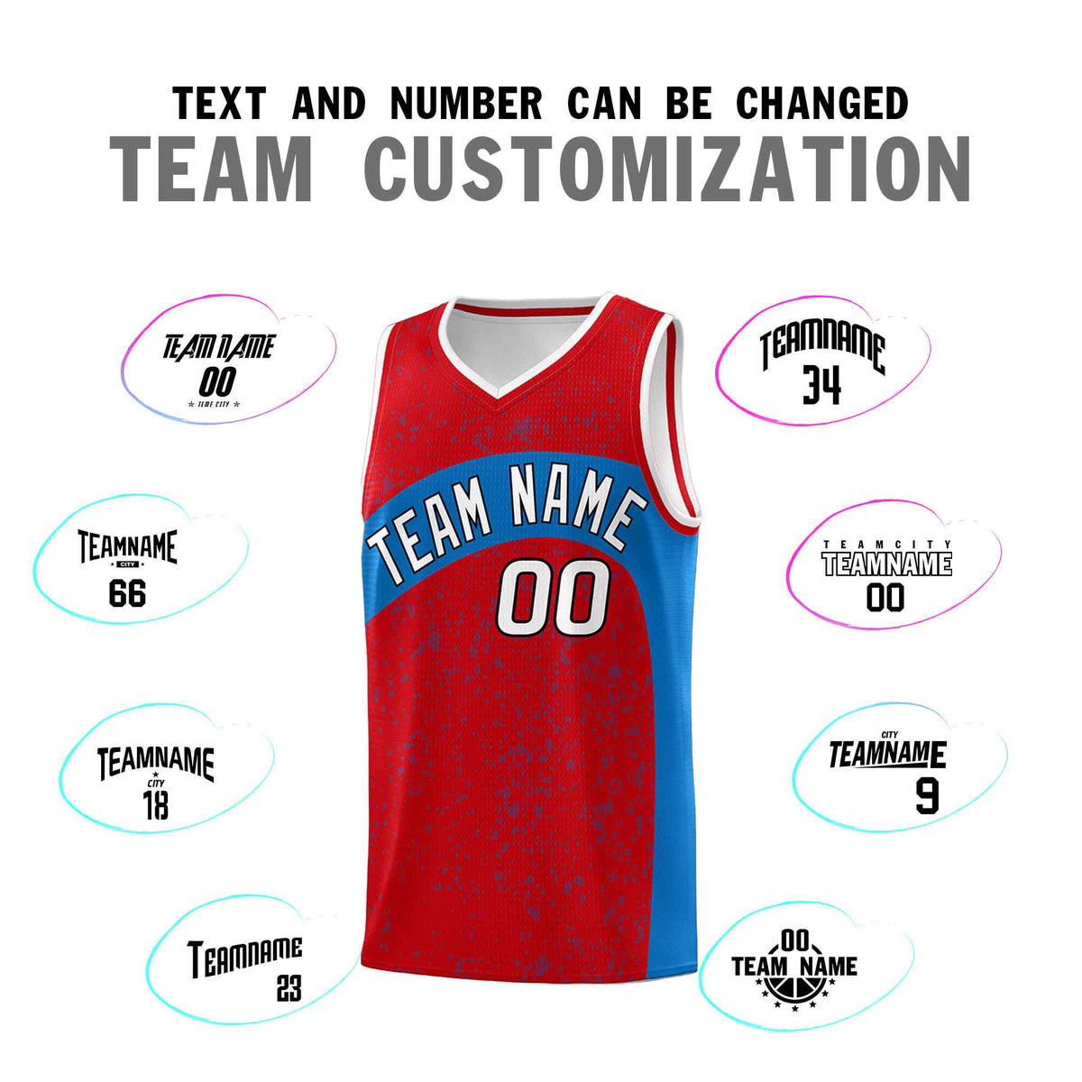 Custom Red Royal Dot Graffiti Pattern Irregular Team Names Sports Uniform Basketball Jersey