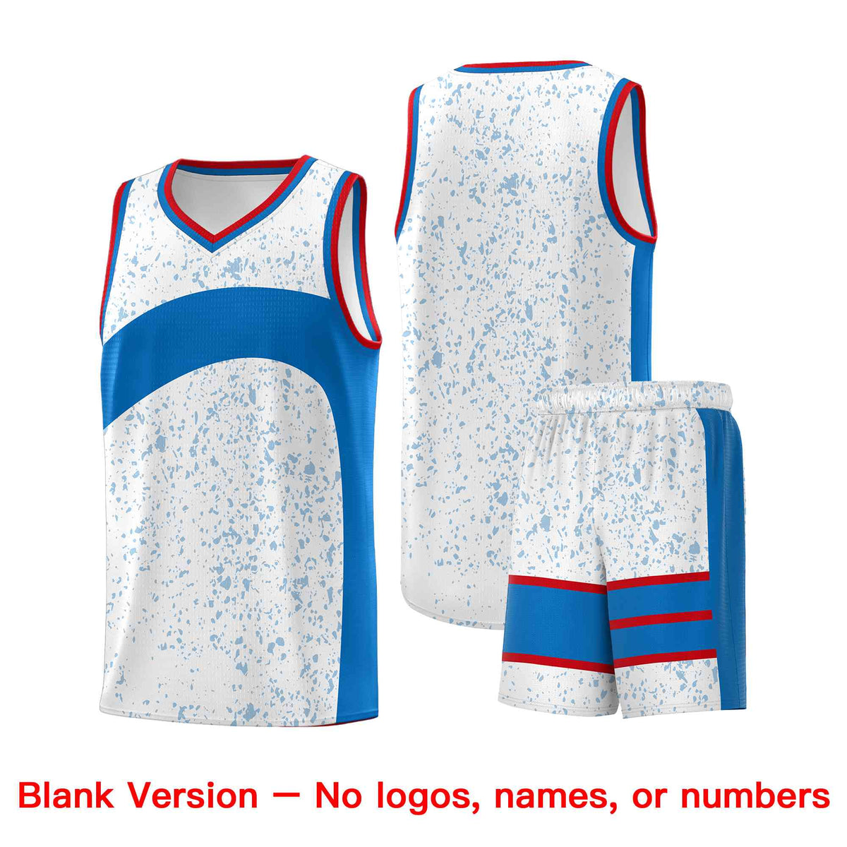 Custom White Royal Dot Graffiti Pattern Irregular Team Names Sports Uniform Basketball Jersey