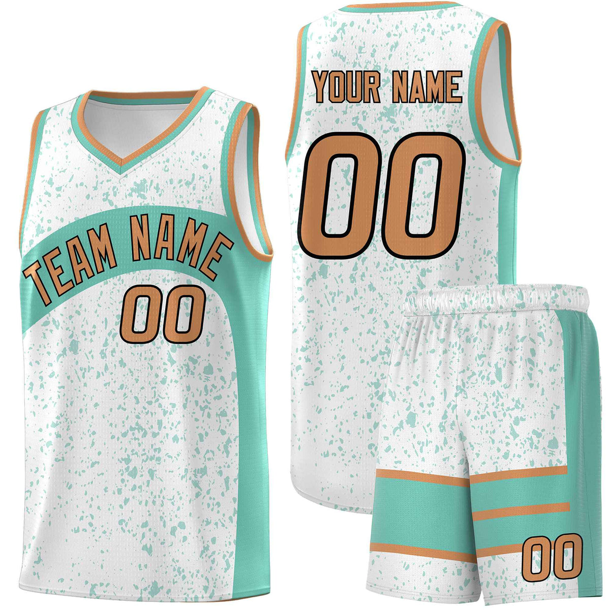 Custom White Bright Green Dot Graffiti Pattern Irregular Team Names Sports Uniform Basketball Jersey| KXKSHOP