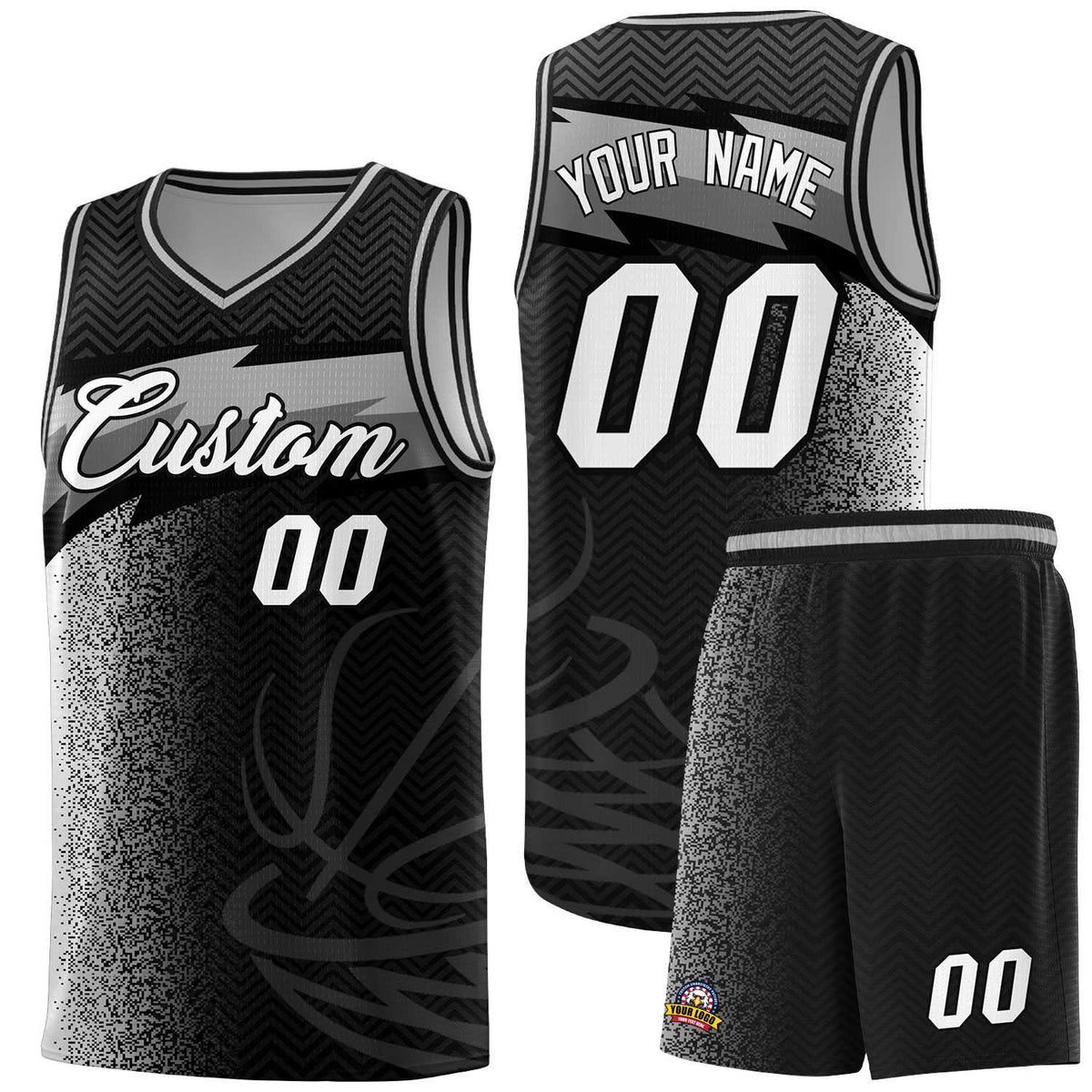 Custom Black Dot Scatter Graffiti Pattern Sports Uniform Basketball Jersey|KXKSHOP