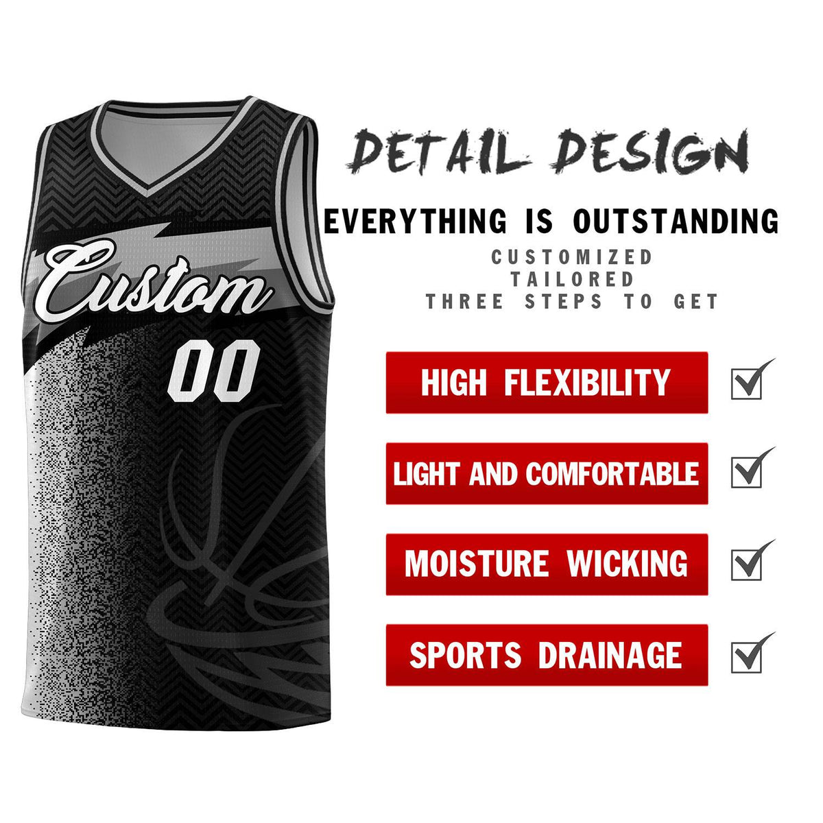 Custom Black Dot Scatter Graffiti Pattern Sports Uniform Basketball Jersey|KXKSHOP
