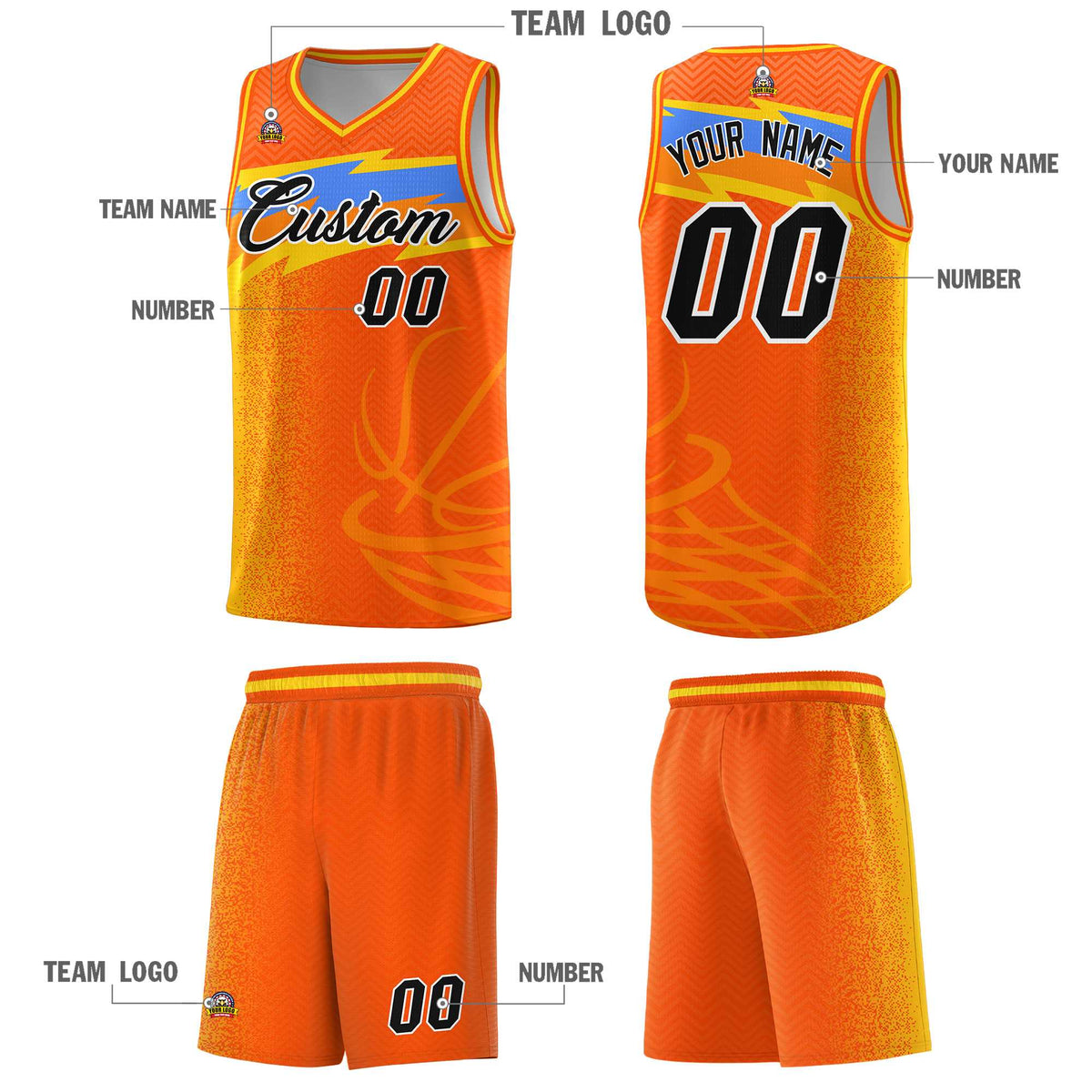Custom Orange Dot Scatter Graffiti Pattern Sports Uniform Basketball Jersey|KXKSHOP