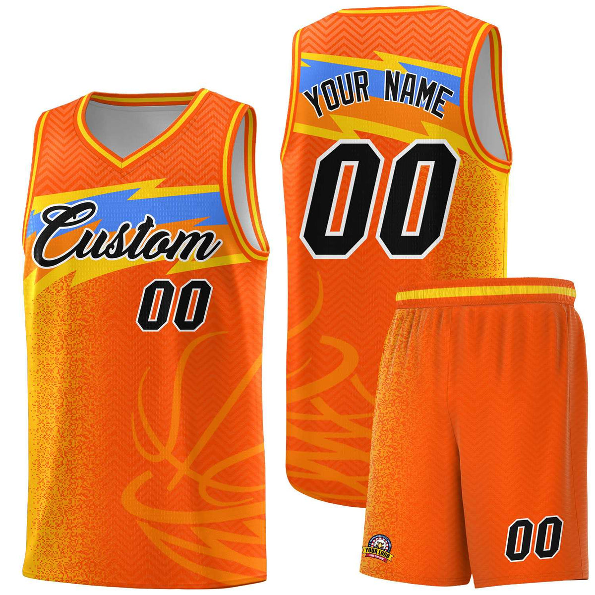 Custom Orange Dot Scatter Graffiti Pattern Sports Uniform Basketball Jersey|KXKSHOP